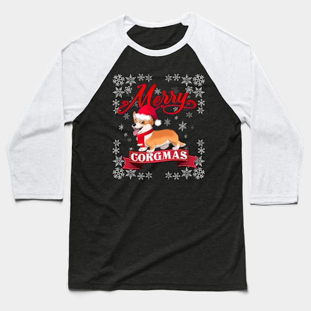 Merry Corgmas Baseball T-Shirt by MasterConix